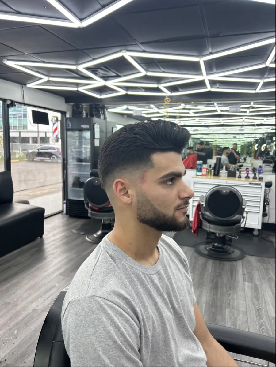 Pompadour with skin fade